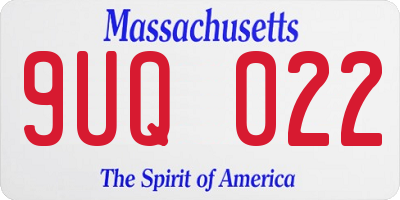 MA license plate 9UQ022