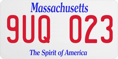MA license plate 9UQ023