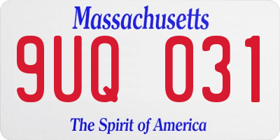 MA license plate 9UQ031