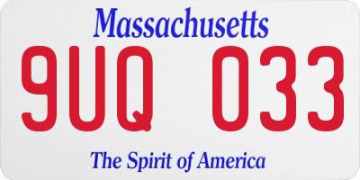 MA license plate 9UQ033