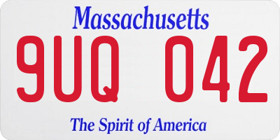 MA license plate 9UQ042
