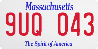 MA license plate 9UQ043