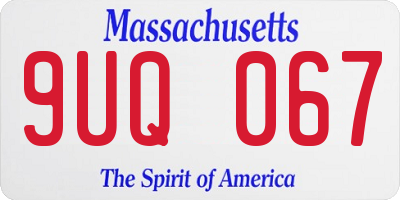 MA license plate 9UQ067