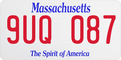 MA license plate 9UQ087