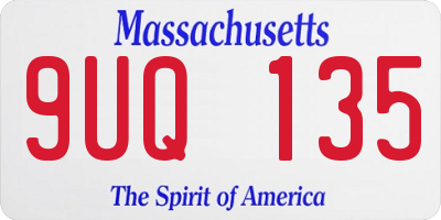 MA license plate 9UQ135