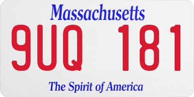 MA license plate 9UQ181