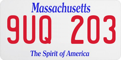 MA license plate 9UQ203