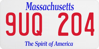 MA license plate 9UQ204