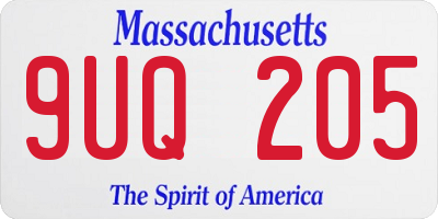 MA license plate 9UQ205
