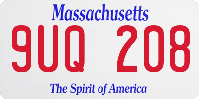 MA license plate 9UQ208