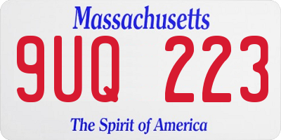 MA license plate 9UQ223