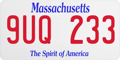 MA license plate 9UQ233