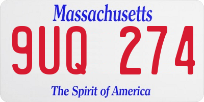 MA license plate 9UQ274