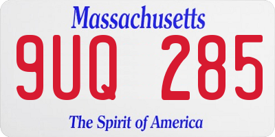 MA license plate 9UQ285