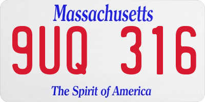MA license plate 9UQ316