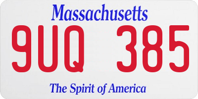 MA license plate 9UQ385