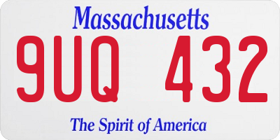 MA license plate 9UQ432