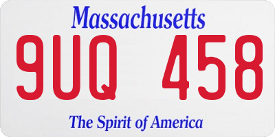 MA license plate 9UQ458