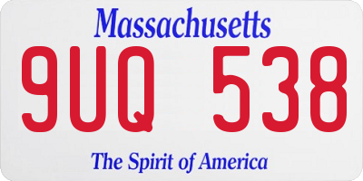 MA license plate 9UQ538