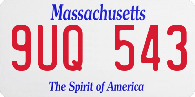 MA license plate 9UQ543
