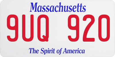 MA license plate 9UQ920