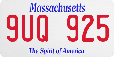MA license plate 9UQ925