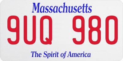 MA license plate 9UQ980
