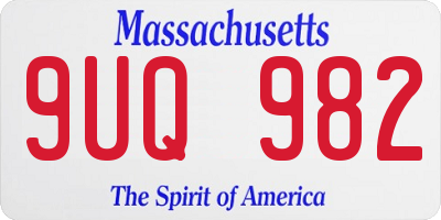 MA license plate 9UQ982