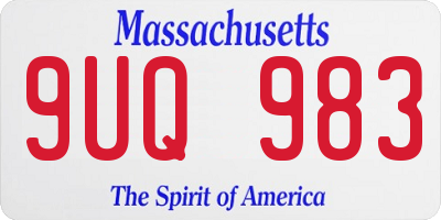 MA license plate 9UQ983