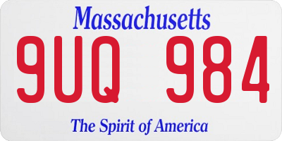 MA license plate 9UQ984