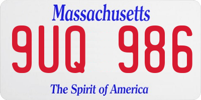 MA license plate 9UQ986