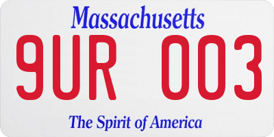 MA license plate 9UR003