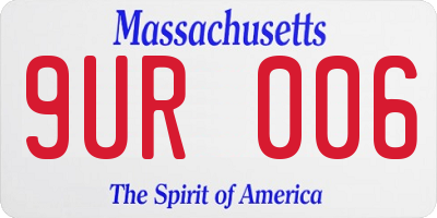 MA license plate 9UR006