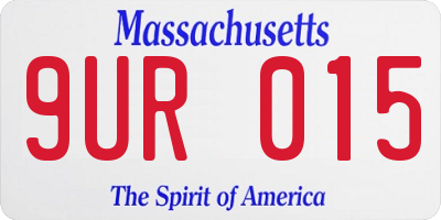MA license plate 9UR015