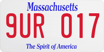 MA license plate 9UR017