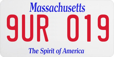 MA license plate 9UR019