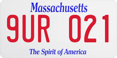 MA license plate 9UR021