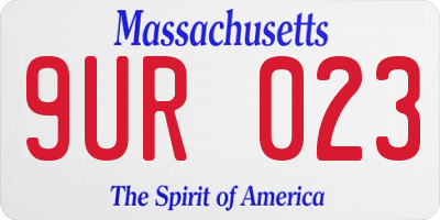 MA license plate 9UR023
