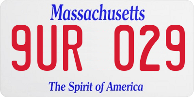 MA license plate 9UR029