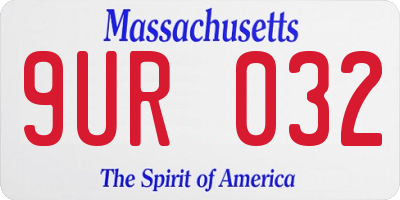 MA license plate 9UR032