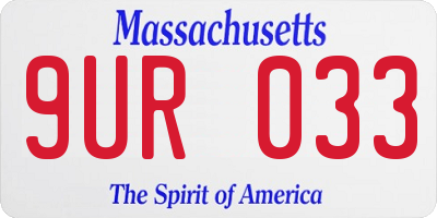 MA license plate 9UR033