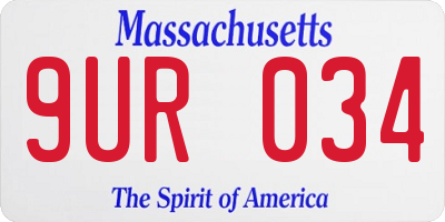 MA license plate 9UR034