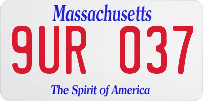 MA license plate 9UR037