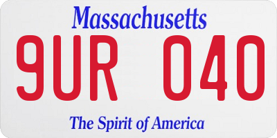 MA license plate 9UR040
