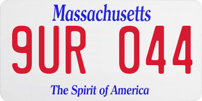 MA license plate 9UR044