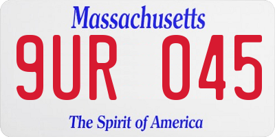 MA license plate 9UR045