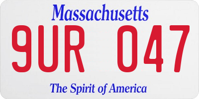 MA license plate 9UR047