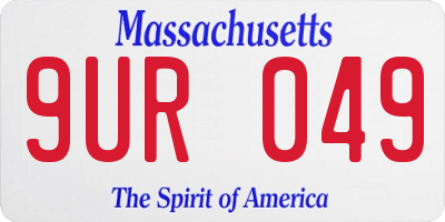 MA license plate 9UR049