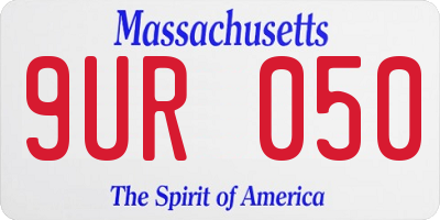 MA license plate 9UR050