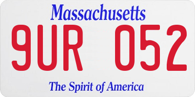 MA license plate 9UR052